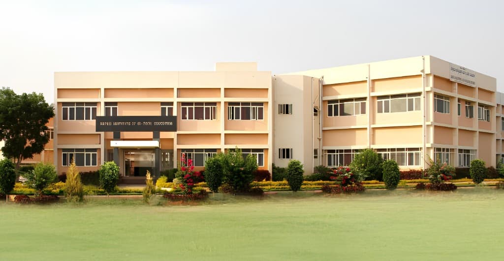 BIHE campus building with landscaped lawns at Davangere
