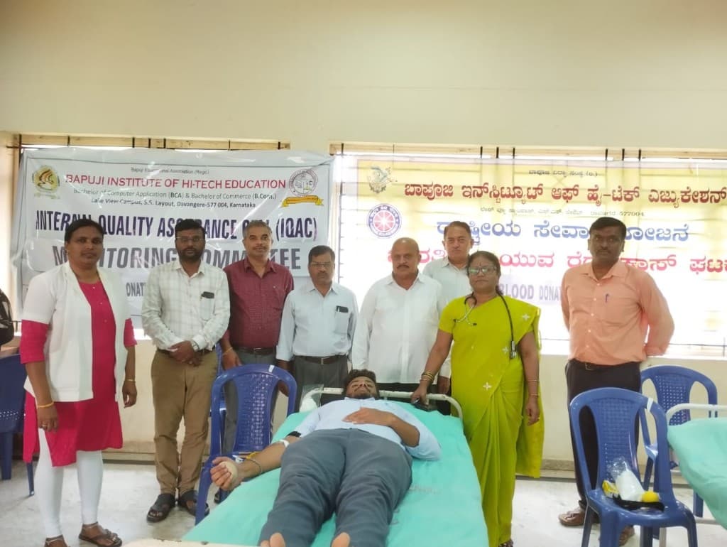 Youth Red Cross blood donation drive with faculty and student volunteers at BIHE